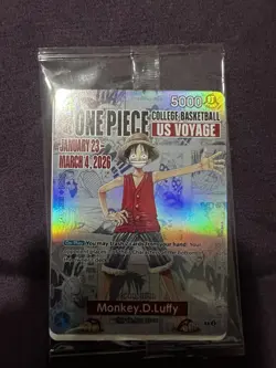 One Piece Monkey.D.Luffy US College Basketball Promo Card *SEALED* - Image 1