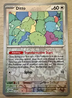 Pokemon TCG Ditto 132/165 Scarlet & Violet 151 Reverse Holo Rare Card - Image 1