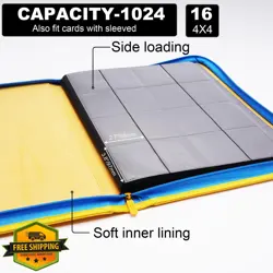 KarlyPro 16 Pocket Trading Card Binder Yellow Blue TD-Tec Ringless Album - Image 2