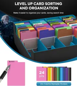 Trading Card Storage Box, 3000+ MTG Deck Box with 24 Colorful Dividers & 4 Card - Image 5