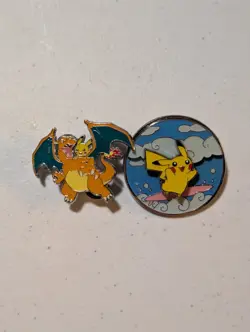 Pokemon Charizard & Pikachu AND Surfing/Flying Pikachu Celebrations UPC Pins - Image 1