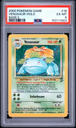 2000 POKEMON GAME BASE II #18 VENUSAUR-HOLO PSA 6 - Image 1
