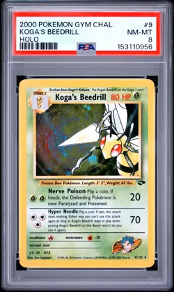 2000 POKEMON GYM CHALLENGE HOLO #9 KOGA'S BEEDRILL PSA 8 - Image 1
