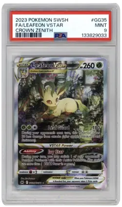 Pokemon 2023 Leafeon VSTAR GG35/GG70 Full Art Crown Zenith PSA 9 - Image 1