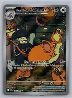 Team Rocket's Raticate 202/182 Illustration Rare Destined Rivals Pokemon Holo NM - Image 1