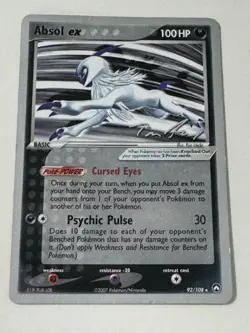 Absol EX 92/108 Pokemon Card - Lightly Used, Great Condition! - Image 1