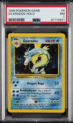1999 POKEMON BASE SET UNLIMITED #6 GYARADOS-HOLO PSA 7 - Image 1