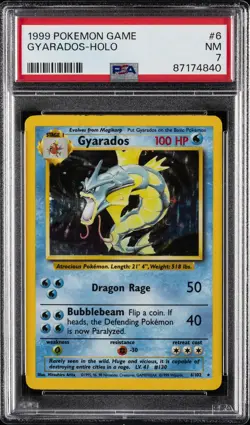 1999 POKEMON BASE SET UNLIMITED #6 GYARADOS-HOLO PSA 7 - Image 1