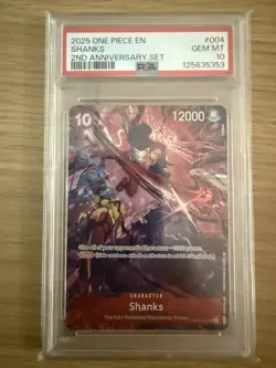 2025 ONE PIECE ENGLISH VERSION 2ND ANNIVERSARY SET 004 SHANKS PSA 10 - Image 1
