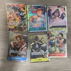 One Piece tcg 6 Card Lot Foil Alt Arts Cards Nami Sabo SEC Bonney Portgas Luffy - Image 1