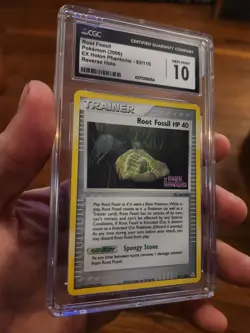(POP 4) CGC 10 GEM MINT Root Fossil Pokemon Ex Holo Phantoms 93/110 STAMPED Card - Image 1