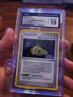 (POP 4) CGC 10 GEM MINT Root Fossil Pokemon Ex Holo Phantoms 93/110 STAMPED Card - Image 3