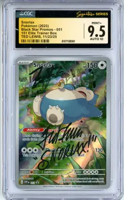 CGC MINT+ 9.5 Auto 10 Ted Lewis Snorlax 051 Scarlet & Violet Promo Cards Holo - Image 1