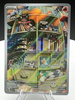 Litten 167/162 Illustration Rare Temporal Forces Pokemon NM - Image 3