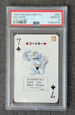 PSA 10 Machoke 7 of Clubs | 1996 Pokemon Red Version Playing Cards #067 - Image 1