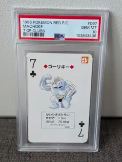 PSA 10 Machoke 7 of Clubs | 1996 Pokemon Red Version Playing Cards #067 - Image 3