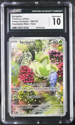 2023 Pokemon Paldea Evolved Sprigatito #196 CGC 10 - Image 1