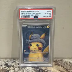 2023 POKEMON SVP EN-SV BLACK STAR PROMO #085 PIKACHU WITH GREY FELT HAT PSA 10 - Image 1