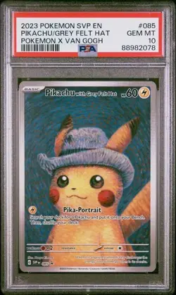 2023 POKEMON SVP EN-SV BLACK STAR PROMO #085 PIKACHU WITH GREY FELT HAT PSA 10 - Image 1