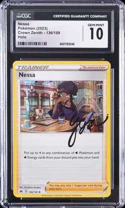 2023 POKEMON CROWN ZENITH HOLO #136/159 NESSA CGC 10 GEM MINT - Image 1