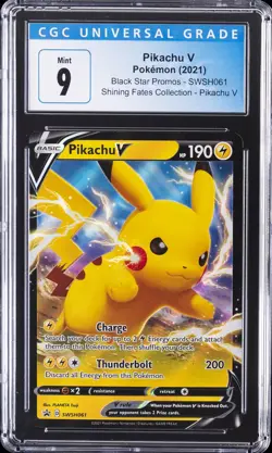2021 POKEMON BLACK STAR PROMOS #SWSH061 PIKACHU V CGC 9 - Image 1