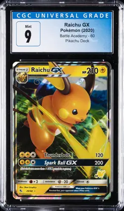 2020 POKEMON BATTLE ACADEMY PIKACHU #60 RAICHU GX CGC 9 - Image 1