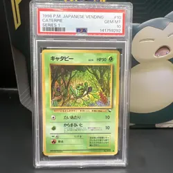 1998 POKEMON JAPANESE VENDING 10 CATERPIE SERIES 1 PSA 10 GEM MINT - Image 1