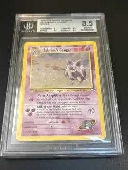 2000 WOTC Pokemon Sabrinas Gengar 14/132 Gym Heroes Holo Swirl Beckett BGS 8.5 - Image 2