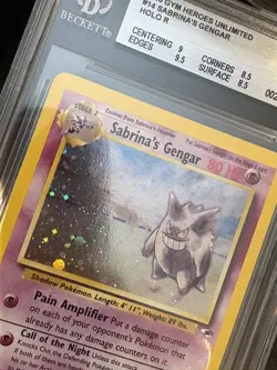 2000 WOTC Pokemon Sabrinas Gengar 14/132 Gym Heroes Holo Swirl Beckett BGS 8.5 - Image 4