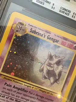 2000 WOTC Pokemon Sabrinas Gengar 14/132 Gym Heroes Holo Swirl Beckett BGS 8.5 - Image 5