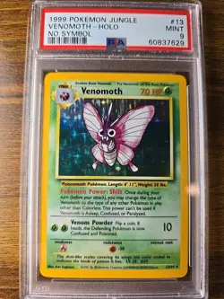 1999 Pokemon TCG Venomoth Holo Unlimited Rare No Symbol 13/64 PSA 9 - Image 1