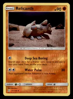 Relicanth 111/236 Uncommon Unified Minds Pokemon Reverse Holo Lightly Played - Image 1