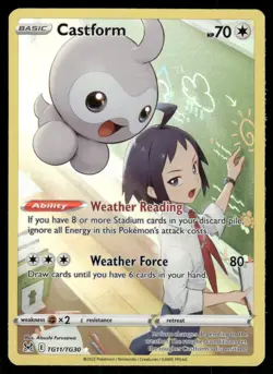 Pokemon Cards Castform TG11/TG30 Lost Origin Trainer Gallery Holo NM FRAYED CUT - Image 1