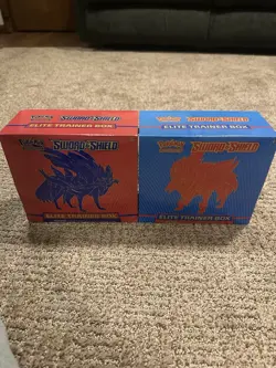 Pokemon Sword & Shield Elite Trainer Box Set Zacian & Zamazenta 2 Boxes English - Image 1
