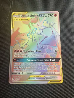 Pokemon Charizard & Braixen GX TAG TEAM Rainbow Rare Full Art 251/236 270HP - Image 1