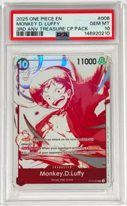 2025 One Piece Monkey D Luffy ST10-006 3rd Anniversary Treasure PSA 10 English - Image 1
