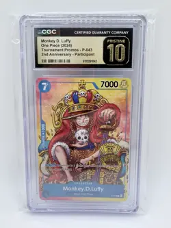 Monkey D. Luffy P-043 2nd Anniversary Tournament Participant Promo CGC 10 - Image 1