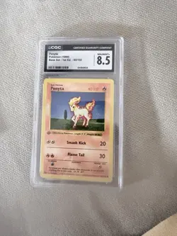 Pokemon Card Ponyta 1999 Base Set 1st Edition 60/102 Common Card CGC 8.5 Mint - Image 1