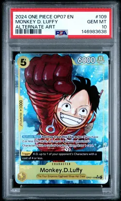 PSA 10 MONKEY D. LUFFY 109 ALTERNATE ART ONE PIECE - Image 1