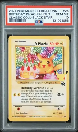 2021 POKEMON CELEBRATIONS CLASSIC COLLECTION #24 BIRTHDAY PIKACHU-HOLO PSA 10 - Image 1