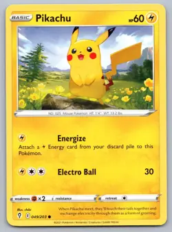 Pikachu 049/203 Common Evolving Skies Pokemon 2021 NM - Image 1