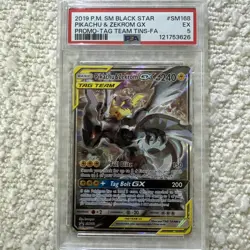 2019 Pokemon Pikachu & Zekrom GX SM168 Full Art Promo PSA 5 Tag Team - Image 2