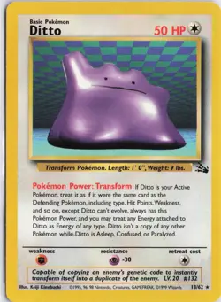 Ditto 18/62 Rare Fossil Pokemon Lightly Played - Image 1