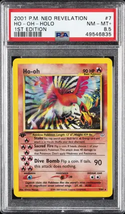 2001 POKEMON NEO REVELATION 1ST ED #7 HO-OH-HOLO PSA 8.5 - Image 1