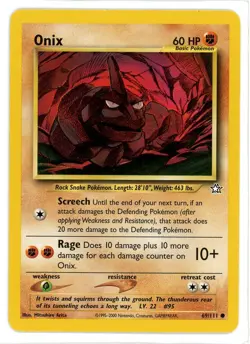 Onix 69/111 Neo Genesis Pokemon Card - Image 1
