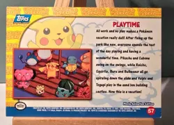 💥 PLAYTIME w/ Pikachu Topps Pokemon Pikachu's Vacation #57 Movie Blue Logo 1999 - Image 2