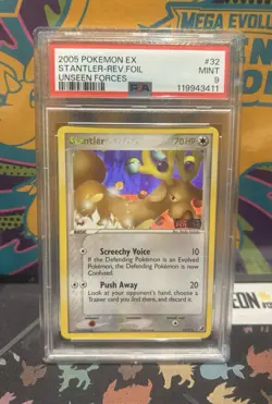PSA 9 Stantler EX Unseen Forces 32/115 Stamped Reverse Holo Foil 2005 Pokemon - Image 1