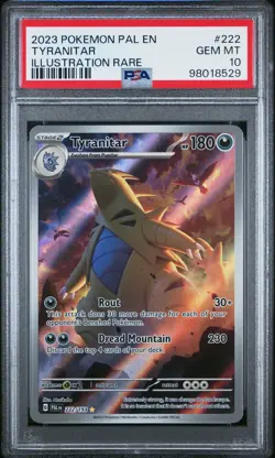 Pokemon TCG: Tyranitar 222/193 Sv02: Paldea Evolved Holo PSA 10 Gem Mint - Image 1