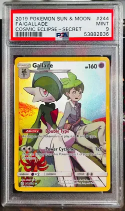 2019 POKEMON Gallade (Secret) 244/236 SUN & MOON Cosmic Eclipse Holo PSA 9 - Image 1