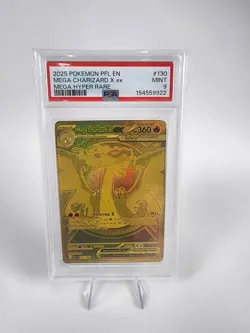 PSA 9 MINT Pokemon Mega Charizard X ex Gold 130/094 Phantasmal Flames English - Image 1